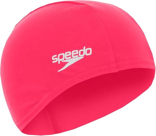 Speedo Unisex-Youth Polyester Swimming Cap | Kids Swim, Scarlet, One Size