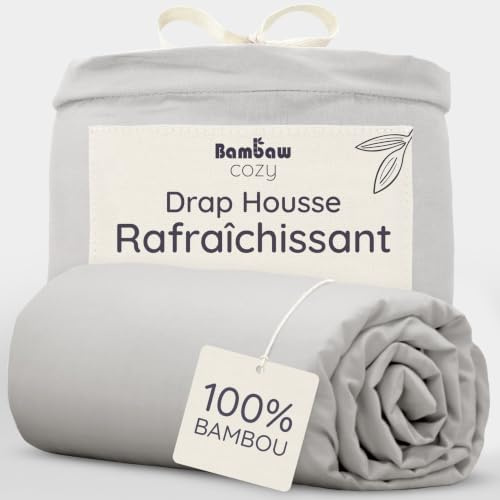 Bambaw Bamboo Deep Fitted Sheet King Size 150x200 cm, Deep Pocket 35cm, Anti Allergy Bedding, 100% Bamboo Fibre, Summer Bedding for Night Sweats, Cooling Bed Sheets King Size 150x200 cm (Grey)