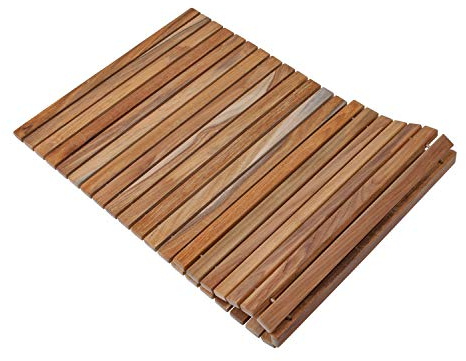 Nordic Style Teak Alfombrilla de Ducha y baño, Uso en Interiores y Exteriores, Plataforma de Madera Antideslizante para Sauna, Piscina, decoración y Protector de Suelos de Jacuzzi (40 x 20 Pulgadas,
