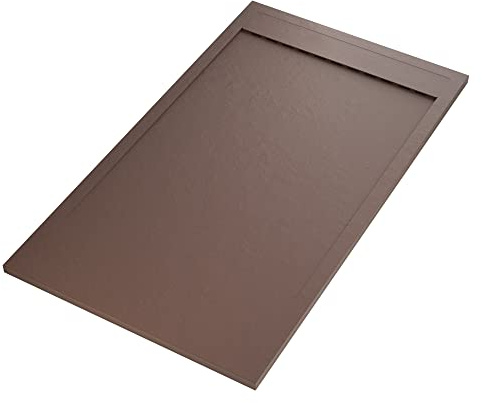 Duschwanne PRESTIGE aus braunem Marmorharz mit Stein-Zement-Effekt - 90x120