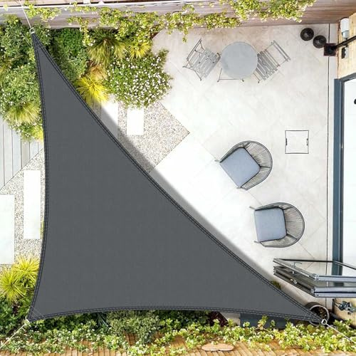 AXT SHADE Sonnensegel Wasserdicht Dreieck Rechtwinklig 3x3x4,25m Wetterschutz Sonnenschutz PES Polyester mit UV Schutz für Terrasse Balkon Garten-Grau Anthrazit