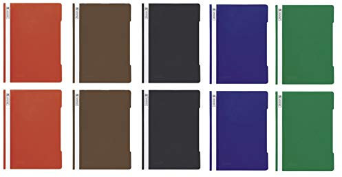 10 Brunnen Schnellhefter A4 farbig sortiert PP-Folie glasklares Deckblatt (Dark Edition)