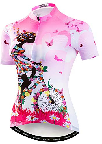 Damen Radtrikot Sommer Kurzarm Fahrrad Shirt Atmungsaktive Fahrradjacke