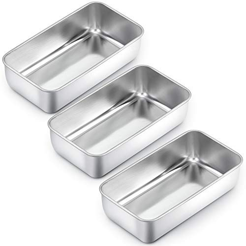 Homikit Set di 3 stampi per pane in acciaio inox, 23,5 cm | 23,5 x 12,6 x 6 cm, forma rettangolare, per pane, torte, toast, sano, facile da pulire, lavabile in lavastoviglie