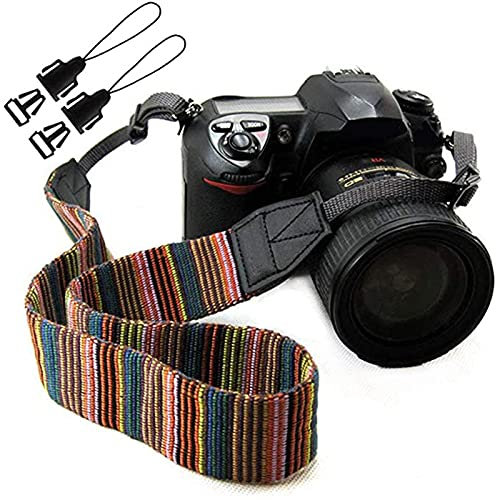 wieehtes Kameragurt Vintage Damen Kamera Schultergurt HalsTragegurt für Kompakte Kameras von Canon, Nikon, Sony, Fujifilm, Olympus, Leica etc.(Mehrfarbig)