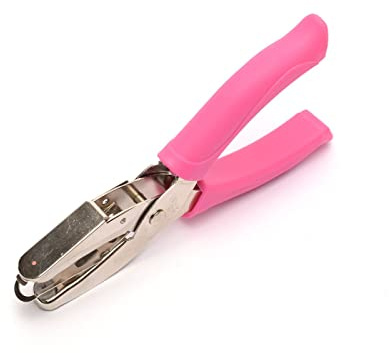Vaessen Creative Hand Stanzzange Kreis, 1,6 mm, Stanzer, Handlocher, 1 Stück, bis zu 160 g/m², zum Basteln mit Papier und Scrapbooking, Weiß/Rosa