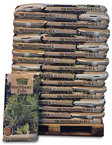 Florissa Natürlich Hochbeeterde Palette (51x45 l) mit hervorragender Wasserspeicherfähigkeit Braun 2295 L