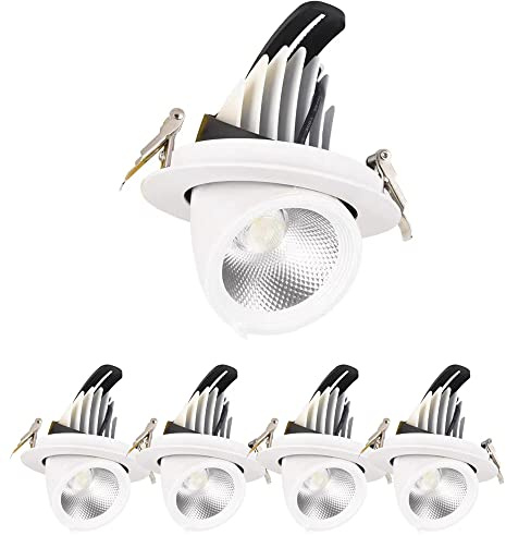 FAZRPIP 10W LED Recessed Spot Lights set of 5 or 10, Eyeball Retrofit Spotlight Ceiling Adjustable Angled White Ceiling Spot Downlight for Kitchen Bedroom Bathroom sink downlights