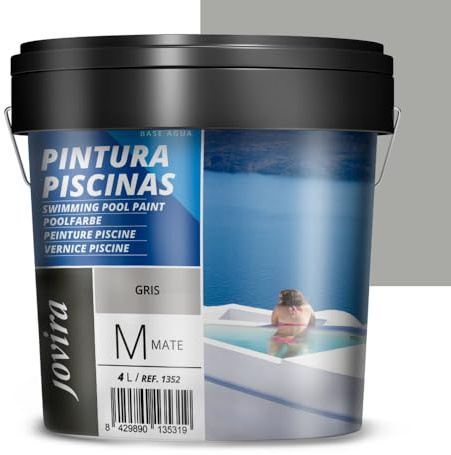 JOVIRA PINTURAS Pintura Piscinas al Agua. Protección y decoración de piscinas. (4 Litros, Gris)