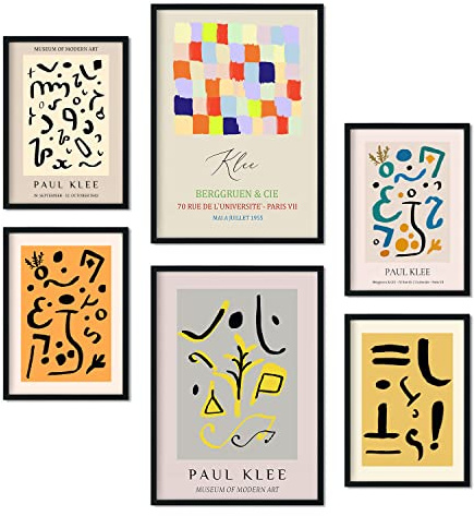 Nacnic Set von 6 Poster von Paul Klee. Sammlung von Platten mit ästhetischer Collage für Innendekoration. Größen A3 und A4. Rahmenlos