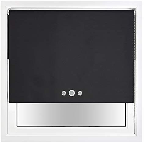 FURNISHED Verdunkelungsrollo mit dreifachen Ösen und zuschneidbaren Metallbeschlägen - Schwarz, 85W x 210H cm