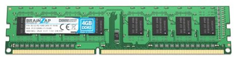 BRAINZAP Memoria RAM DDR3 de 4 GB, DIMM, PC3-12800U-11-10-B0, 2Rx8, 1600 MHz, 1,5 V, CL11