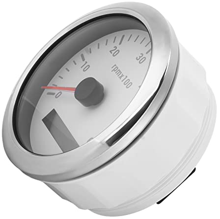 Varvräknare Mätare, Varvräknare 85 Mm/3, 35 Tum 0‑6000 RPM Färgglad Bakgrundsbelysning Justerbar Universal för Tekniska Maskiner(vit