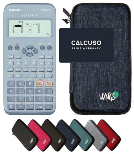 Casio fx-83GT X Blau inkl. WYNGS Schutztasche Blau - Wissenschaftlicher Taschenrechner - Basic Set
