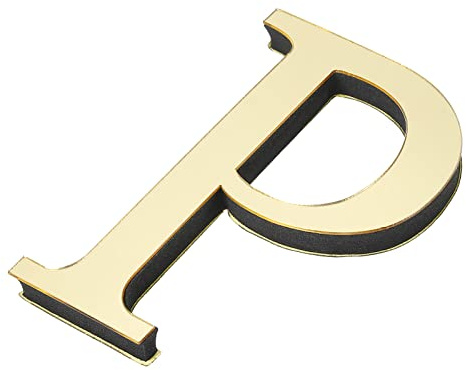 PATIKIL 3D Acryl Buchstaben Spiegel Wandaufkleber Hellgold | Schrift P Selbstklebend Hause Deko Schrift Schild Kunst Aufkleber Abziehbild, Für DIY Hause Dekoration