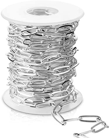 Ovale Büroklammer-Kette in Gold und Silber, Edelstahl, 3,6 mm breit, flache Schmuckkette für DIY, Frauen, Armbänder, Schmuckherstellung (Edelstahl, 122 m)