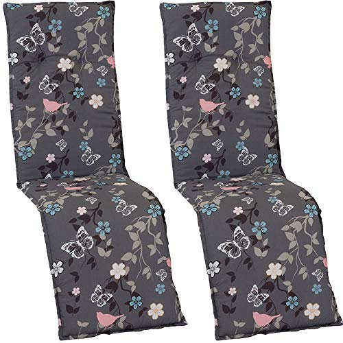 NYVI Auflage Barcelona für Relaxliegen/Relaxstühle 171x50 cm 2er Set Vintage Flower - Liegenauflage mit Komfortschaumkern und Bezug - Sitzpolster für Gartenliegen & Relaxsessel