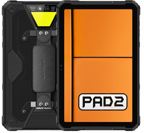 Ulefone Armor PAD 2 Outdoor Tablet, 11'' 2K 500nits Display, 16GB+256GB, IP68 Wasserfest Android 13, 18600mAh Batterie, LED-Licht, Dual SIM 4G(3 Kartensteckplatz), 48MP Kamera,GPS NFC WiFi 6 Schwarz