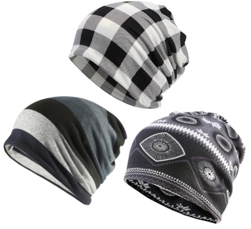 Oulitigy Chemo mössa huvudbonad hatt randig keps stretch mjuk multifunktionell bandana slouch, Färg 3, one size