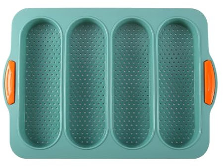 Bandeja para hornear pan, 4 rejillas de grado alimenticio, bandeja para hornear baguette de silicona antiquemaduras, herramienta para hornear pan para restaurante, bandeja para hornear pan,