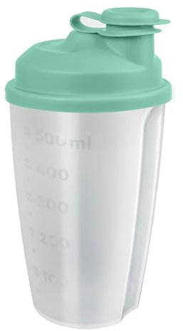Westmark Dispensador de aderezos/Shaker con Escala de medición, Disco mezclador extraíble y Boquilla cerrada, Capacidad: 0,5 l, Plástico, Sin BPA, Mezcla, Color: translúcido/verde menta, 2435227M