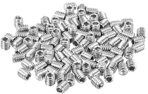 sourcing map 100 viti senza testa a bussola esagonale, 8-32 x 3/16, in acciaio inox 304, viti a punta piatta per maniglie delle porte, riparazione di lampade