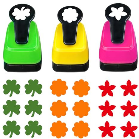 Blumen-Lochstanzer, 2,5 cm, Blumenstanzer, Papierstanzer-Set für Scrapbooking, gewellter Kreisstanzer, Kleeblattstanzer, 3-teiliges Papierstanzer-Set