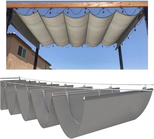 Kanduo Versenkbare Pergola-Abdeckung Einziehbare Markise, verschiebbare Pergola-Markise, abnehmbar, anpassbar, der Oben genannte Preis Gilt for 1 Quadratmeter Einziehbare Wellenmarkise