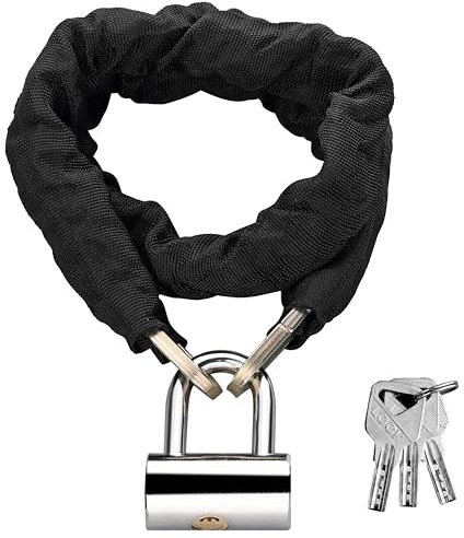 EYPINS 7mm Heavy Duty Cycle Chain Lock with 9.77mm All-Metal U Lock, Bolt-Cutter Resistant, Weatherproof & Anti-Scratch Design for Bicycle, Motorcycle, E-Bike, Gates (1M Length, Black)