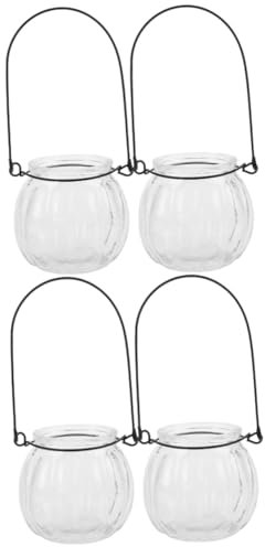 Garneck 4 Stück Kerzenbecher Kürbisform Kerzenglas Kerzenglas Aus Glas Dekorativer Kerzenhalter Teelicht Kerzenhalter Aus Glas Hängender Transparentes