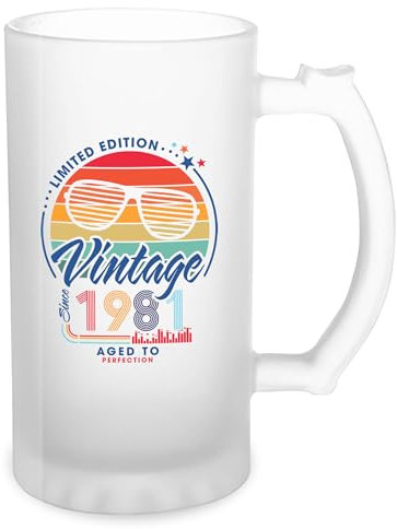 GR8Shop Limited Edition Top Vintage 1981 Birthday Transparent Beer Mug Stein 500ml