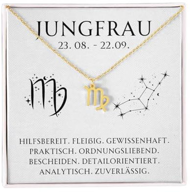BYLITZ Sternzeichen Kette mit Geschenkbox und Karte Zodiak Halskette mit Anhänger für Frauen Tochter Damen Nichte Enkelin Freundin Mädchen