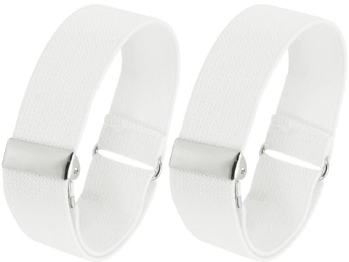 PATIKIL Adjustable Arm Bands, 2 Pack/1 Pair Anti-Slip Sleeve Garter Elastic Shirt Sleeve Holders for Men Women, White