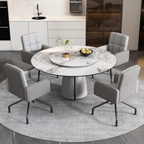RanRan Esszimmerstuhl aus Samt, Farblich passende Stühle, Sessel, Barstuhl, Wohnzimmer, Schlafzimmer, Drehstuhl, Bürostuhl, Square Frame Lounge Chair (4er-Set, Grau)