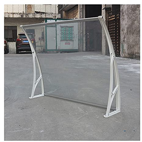 Outdoor Patio Door Canopy Awning Shelter Porch Front Rain Cover Real Glass Canopy White 80 * 120cm