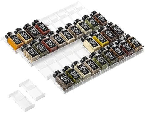 Famhap Spice Drawer Organizer, 36PCS Interlocking Expandable Seasoning Rack Tray Insert for Kitchen Drawers, Spice Rack Drawer for Spice Jars
