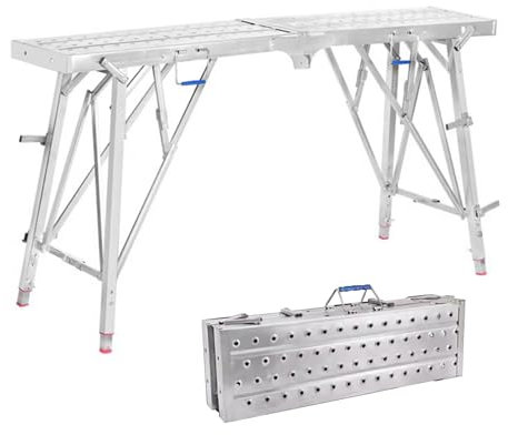WZWTYSM Plataforma de Andamio Plataforma de Trabajo de Altura Ajustable Banco de Trabajo Plataformas de Trabajo Andamio Portátil Plegable Andamio de Aluminio Altura Ajustable Portátil Plegable