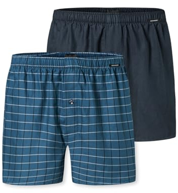 Schiesser Herren 2 Pack Boxershorts Baumwolle Web Multipack - Webboxer, Sortiert 5_182428, 9