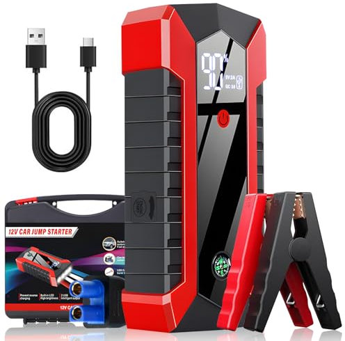 Anluomania Avviatore Batteria Auto 600A, 12V Booster Avviamento Auto, Avviatore Emergenza (per Motori Fino a 3L Benzina), Jump Starter 6000mAh con Display LCD e Luce LED, Starter Batteria auto