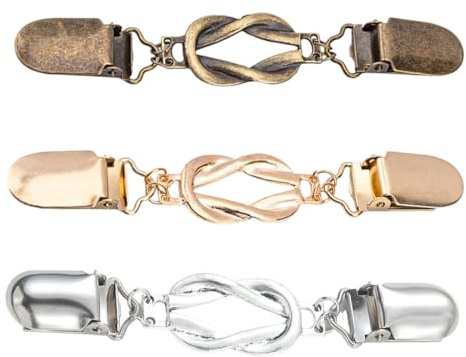 KIRZAX Confezione da 3 Fermagli Vintage Multicolore per Cardigan, Maglioni, Cinture, Giacche e Cappotti