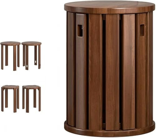Stapelhocker aus Massivholz, rund, 4 Stück, multifunktional, für Sofa, Couchtisch, Garten