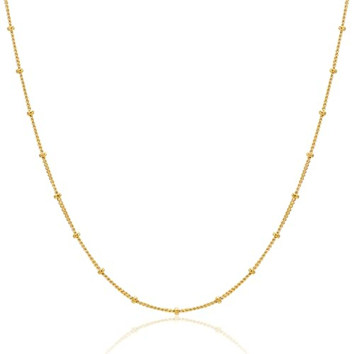 MIORE Kette Damen, 925 Silber 18K Vergoldet, Fantasie Collier vergoldete Silberkette, Kette Silber 46 cm, Schmuck Damen allergenfrei & handgemacht in Italien, Silberschmuck in hochwertiger Schmuckbox