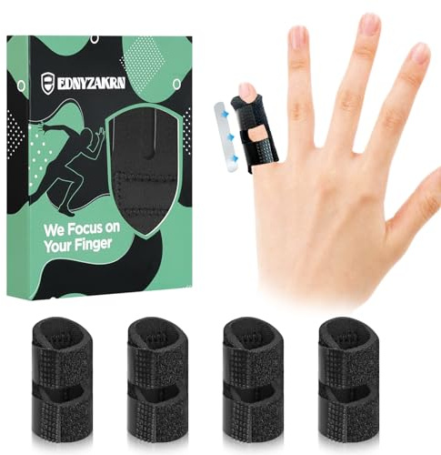 Fingerslint 4-pack för Lillfinger, Stöd för Trigger Finger, Bruten Finger, Artrit, Rätning för Pekfinger, Långfinger, Ringfinger (Svart)
