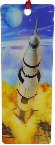 3D Wackel Lesezeichen Rakete Mond 15,5 cm Design Bookmark Deko GFTLZ K 44