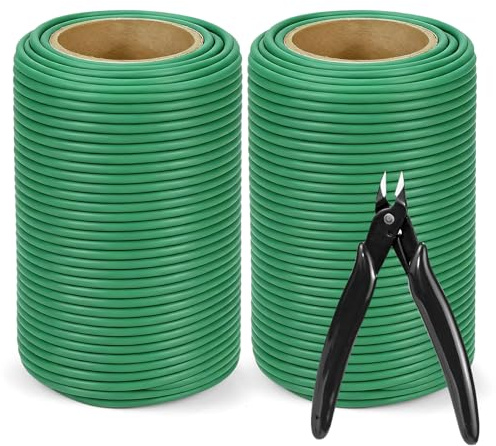 VAIGU:OA 3,5 mm x 40m Pflanzendraht Gummiert - Pflanzenbinder Gartendraht Weich Grün Pflanzendraht Dicke Bindedraht für die Gartenarbeit Kletterpflanzen, Weinreben, Sträucher und Blumen