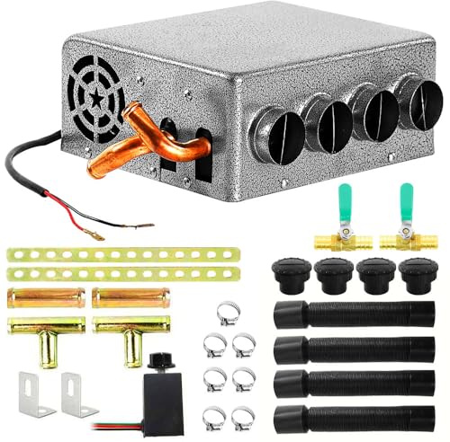 Calefacción auxiliar para coche de 12 V, 8500 BTU, ventiladores dobles con 4 salidas de aire, calefacción interior universal compacta para debajo del salpicadero, descongelador y desempañador de par