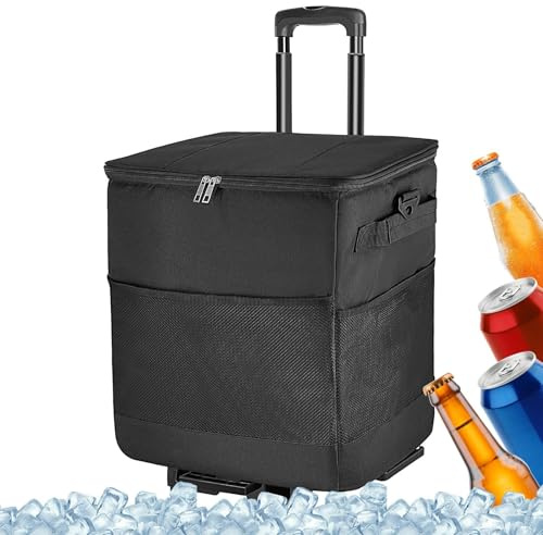 Sac isotherme de 35 l pour le camping, boîte à roulettes robuste avec mobilité facile, compagnon d'extérieur polyvalent, bac à glace portable pour voyage, plage, pêche, aventures