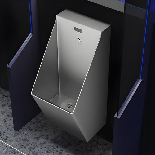 Urinoir mural inox 304 – chasse d’eau intelligente 7s automatique, économique & hygiénique – urinoir hommes pour centres commerciaux, écoles, chantiers, toilettes publiques(Gray)