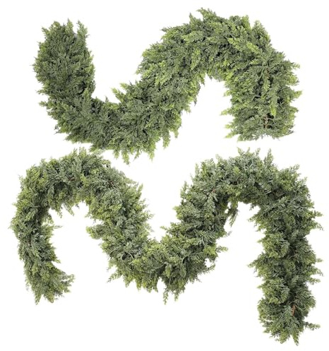 Green Garland - Artificial Cypress Vine Festive Ornaments for Indoor Outdoor Decorative Christmas Vine Christmas Accent | Garland for Doors, Stairs, Walls, Shelves, Shops, Seasonal H