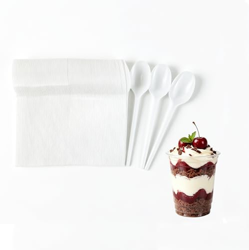 100 unidades Cuchara de plastico Cuchara 17cm de Color Blanco para Cumpleaños, Picnics, Fiestas, Buffets, Bodas. (100, Cuchara)